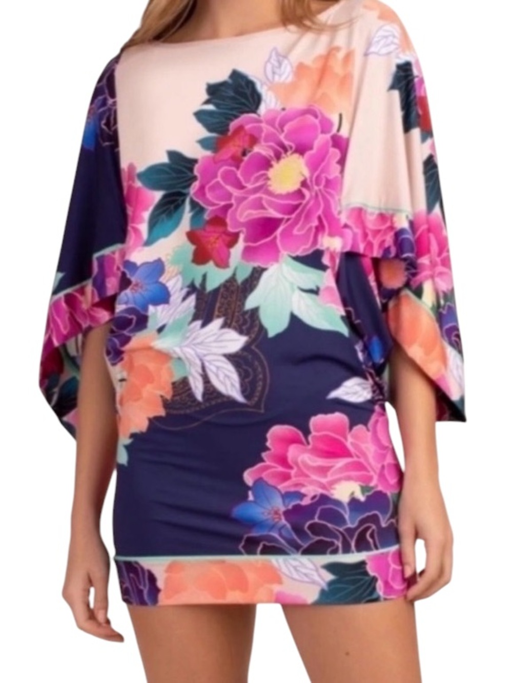Trina Turk Opulent Oasis Floral Swim Cover-Up/Tunic Dress Resort Wear. Size L - Picture 2 of 9